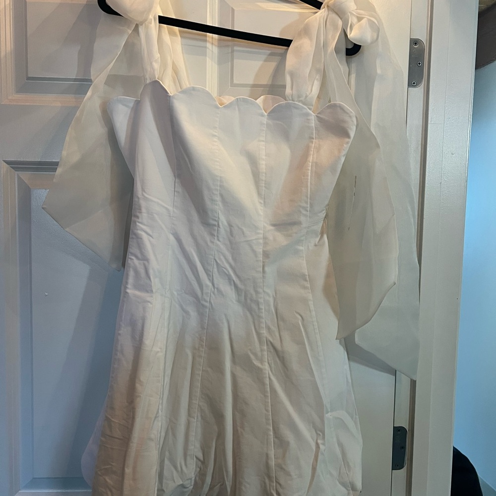 BHLDN M NWT White Strapless Dress with Scalloped Edges - Picture 2 of 6